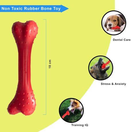 FURRY TAILS Non-Toxic Rubber Dog Chew Bone and Football Interactive Soccer Ball Toy