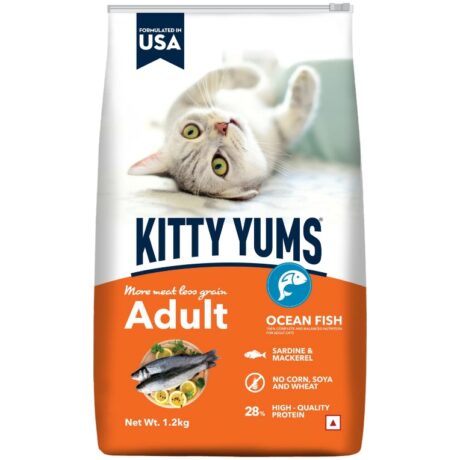 Kitty Yums Adult (+1 Year) Dry Cat Food, Ocean Fish, 1.2kg Pack